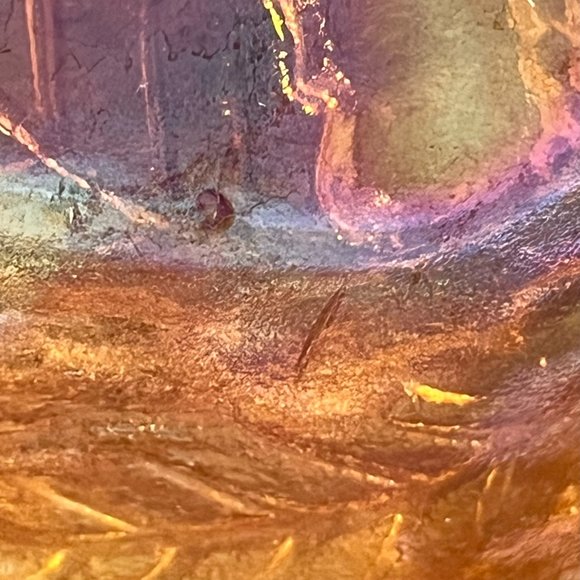 Indiana Glass Co. Berry Motif Triangular Bowl Orange Marigold Glass Vintage - Picture 11 of 11